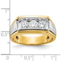 14K Two-Tone Gold Men's 3-Stone Diamond Ring - 1 Carat Total Weight by IBGoodman
