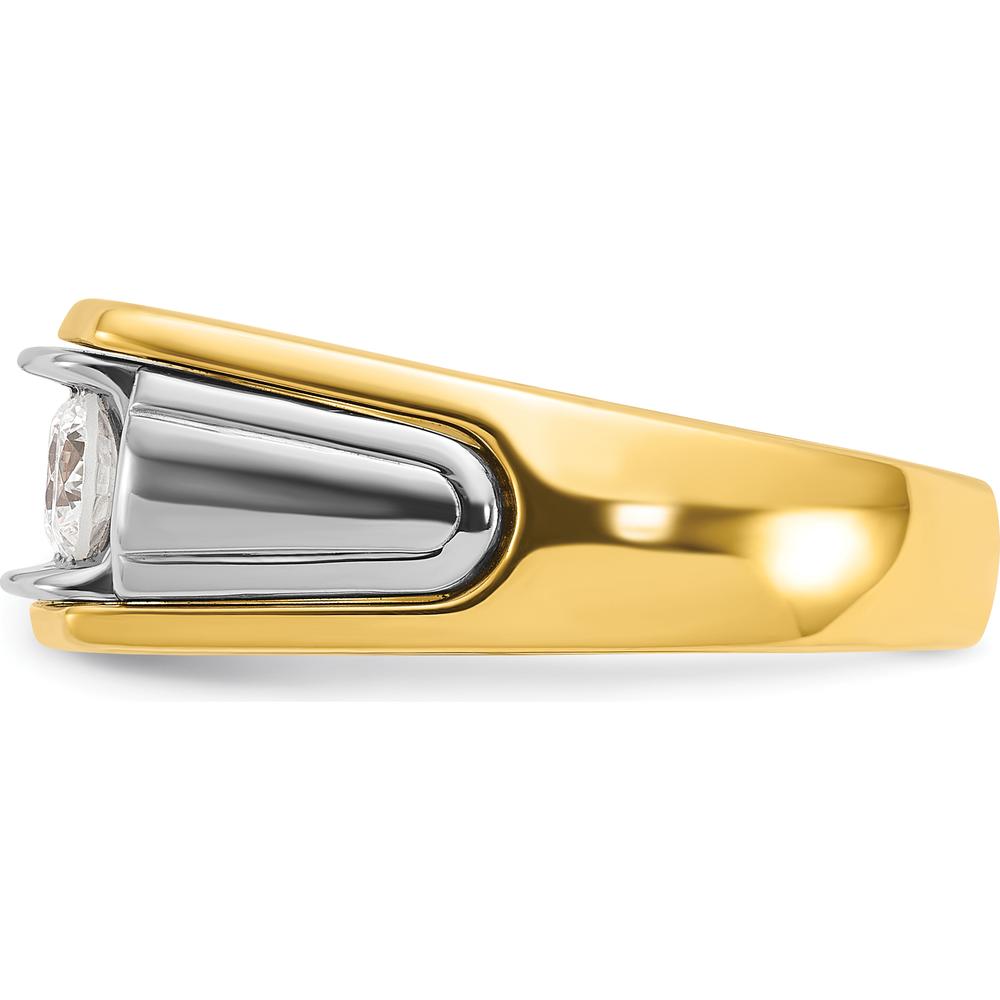 14K Two-Tone Gold Men's 3-Stone Diamond Ring - 1 Carat Total Weight by IBGoodman