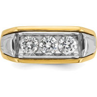14K Two-Tone Gold Men's 3-Stone Diamond Ring - 1 Carat Total Weight by IBGoodman