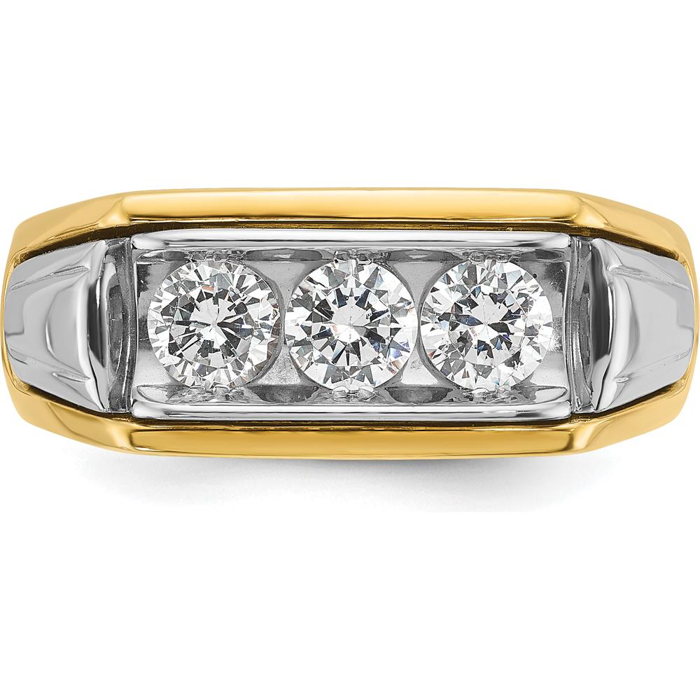 14K Two-Tone Gold Men's 3-Stone Diamond Ring - 1 Carat Total Weight by IBGoodman
