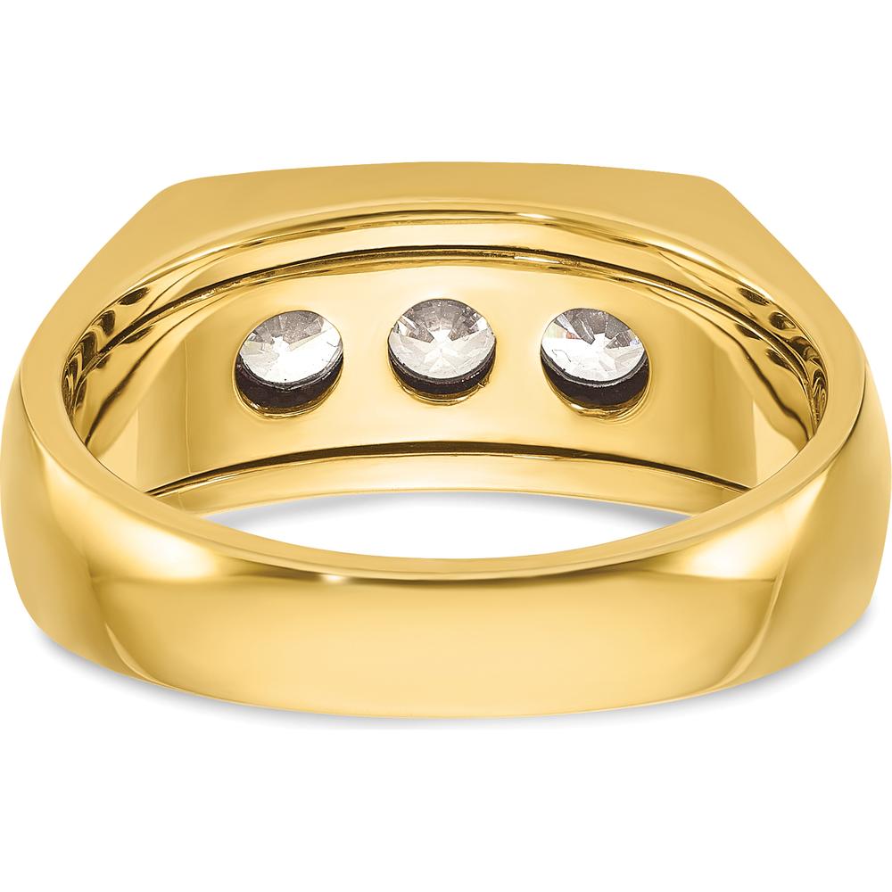 14K Two-Tone Gold Men's 3-Stone Diamond Ring - 1 Carat Total Weight by IBGoodman