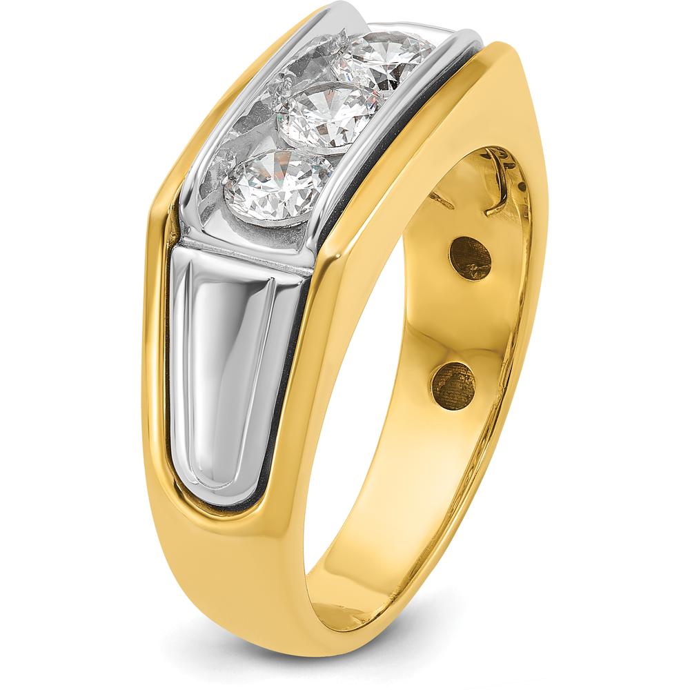 14K Two-Tone Gold Men's 3-Stone Diamond Ring - 1 Carat Total Weight by IBGoodman