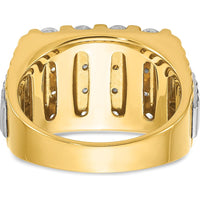 14K Two-Tone Gold Men's 4-Row Diamond Ring with 2 Carats Round Diamonds by IBGoodman