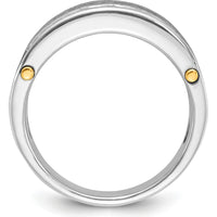 14K Two-Tone Gold Men's 7-Stone Diamond Ring with Polished Satin Band - 1.00 Carats Total Diamond Weight by IBGoodman