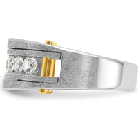 14K Two-Tone Gold Men's 7-Stone Diamond Ring with Polished Satin Band - 1.00 Carats Total Diamond Weight by IBGoodman