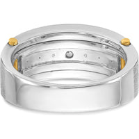 14K Two-Tone Gold Men's 7-Stone Diamond Ring with Polished Satin Band - 1.00 Carats Total Diamond Weight by IBGoodman