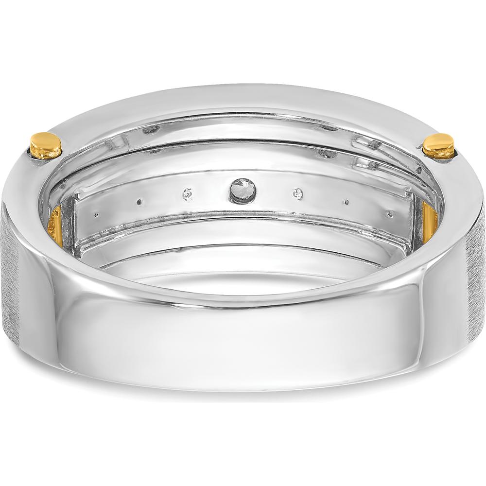 14K Two-Tone Gold Men's 7-Stone Diamond Ring with Polished Satin Band - 1.00 Carats Total Diamond Weight by IBGoodman
