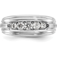 14K Two-Tone Gold Men's Band Mounting with Grooved Satin Finish - 9mm Width by Oro Pregiato