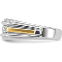 14K Two-Tone Gold Men's Band Mounting with Grooved Satin Finish - 9mm Width by Oro Pregiato