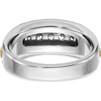 14K Two-Tone Gold Men's Band Mounting with Grooved Satin Finish - 9mm Width by Oro Pregiato