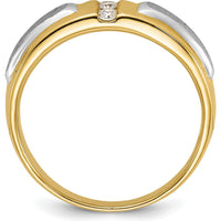 14K Two-Tone Gold Men's Band Ring Mounting with Three Stone Setting - 6.65mm Width by Monteluci Fine Jewelry
