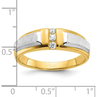 14K Two-Tone Gold Men's Band Ring Mounting with Three Stone Setting - 6.65mm Width by Monteluci Fine Jewelry