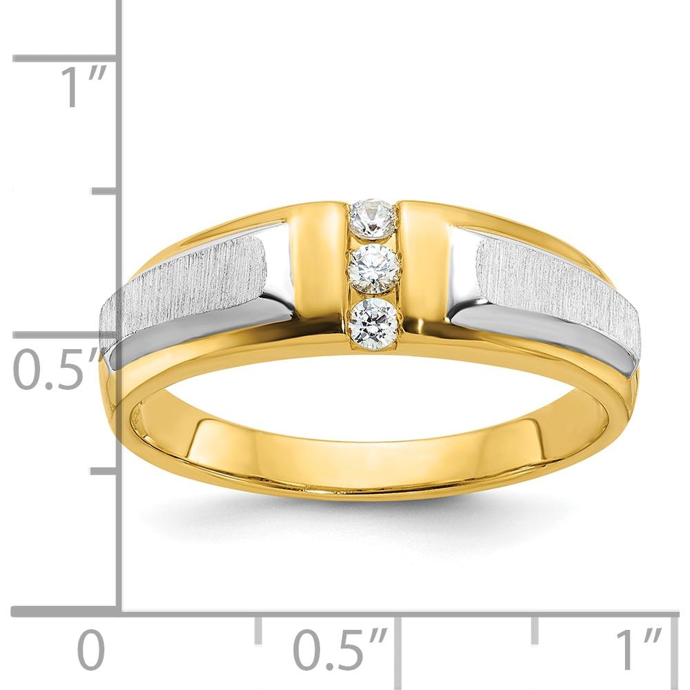 14K Two-Tone Gold Men's Band Ring Mounting with Three Stone Setting - 6.65mm Width by Monteluci Fine Jewelry