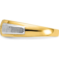 14K Two-Tone Gold Men's Band Ring Mounting with Three Stone Setting - 6.65mm Width by Monteluci Fine Jewelry
