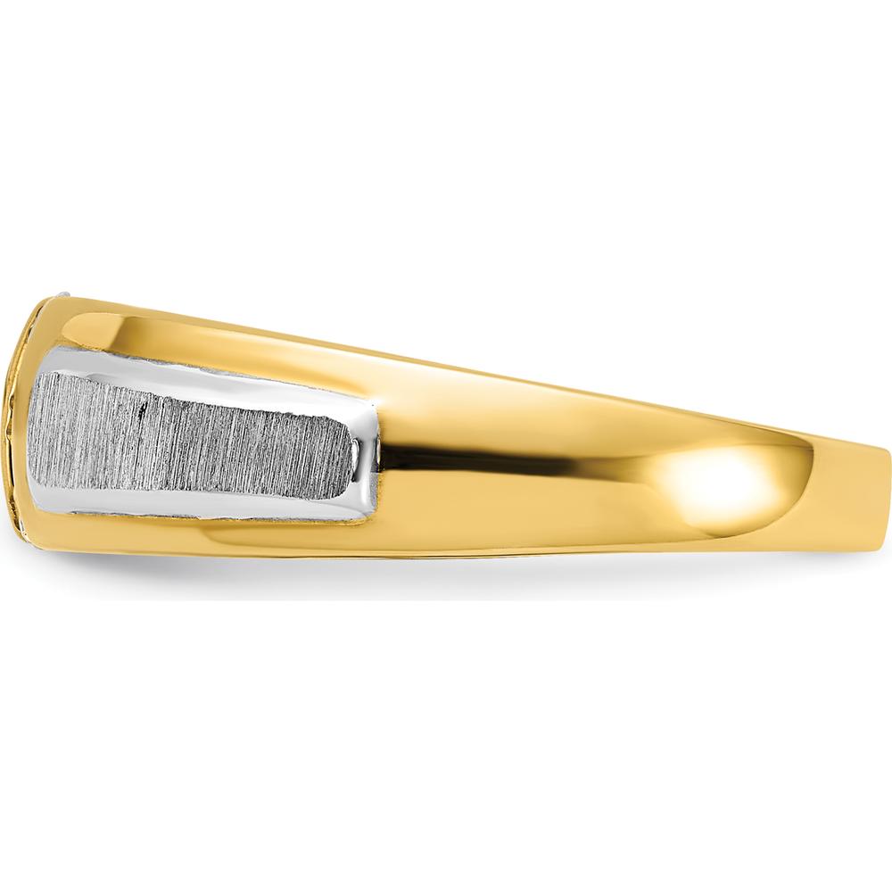 14K Two-Tone Gold Men's Band Ring Mounting with Three Stone Setting - 6.65mm Width by Monteluci Fine Jewelry