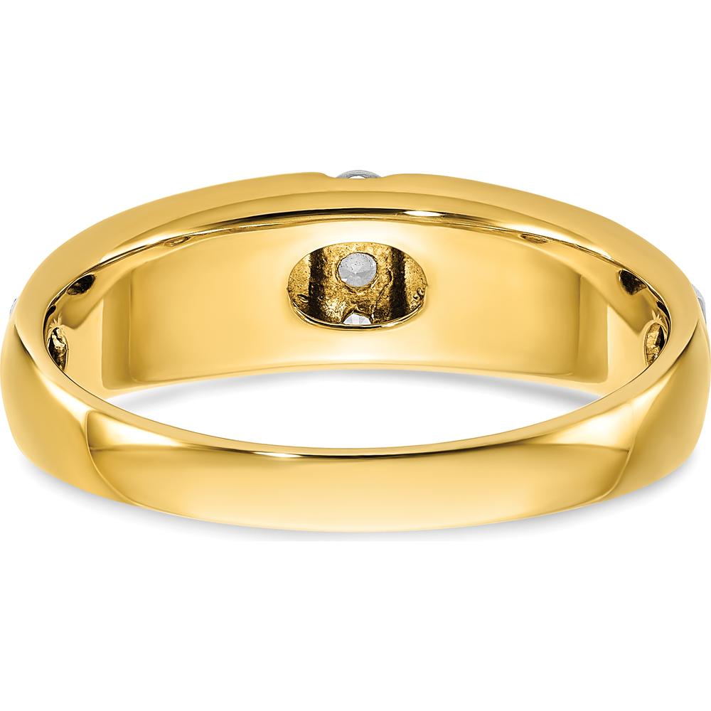 14K Two-Tone Gold Men's Band Ring Mounting with Three Stone Setting - 6.65mm Width by Monteluci Fine Jewelry