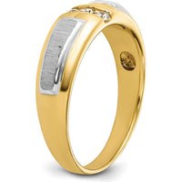 14K Two-Tone Gold Men's Band Ring Mounting with Three Stone Setting - 6.65mm Width by Monteluci Fine Jewelry
