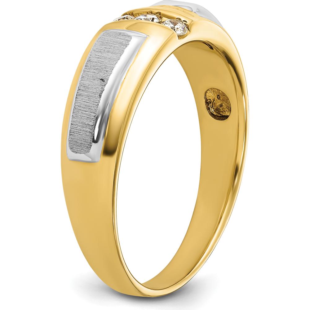 14K Two-Tone Gold Men's Band Ring Mounting with Three Stone Setting - 6.65mm Width by Monteluci Fine Jewelry