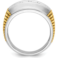 14K Two-Tone Gold Men's Band Ring with 5 Round Diamonds - 1 Carat Total Diamond Weight by IBGoodman