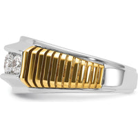 14K Two-Tone Gold Men's Band Ring with 5 Round Diamonds - 1 Carat Total Diamond Weight by IBGoodman