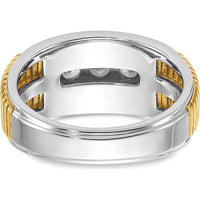 14K Two-Tone Gold Men's Band Ring with 5 Round Diamonds - 1 Carat Total Diamond Weight by IBGoodman