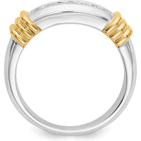 14K Two-Tone Gold Men's Band Ring with Round Channel Set Diamonds - 0.0352 Carat Total Diamond Weight by 0