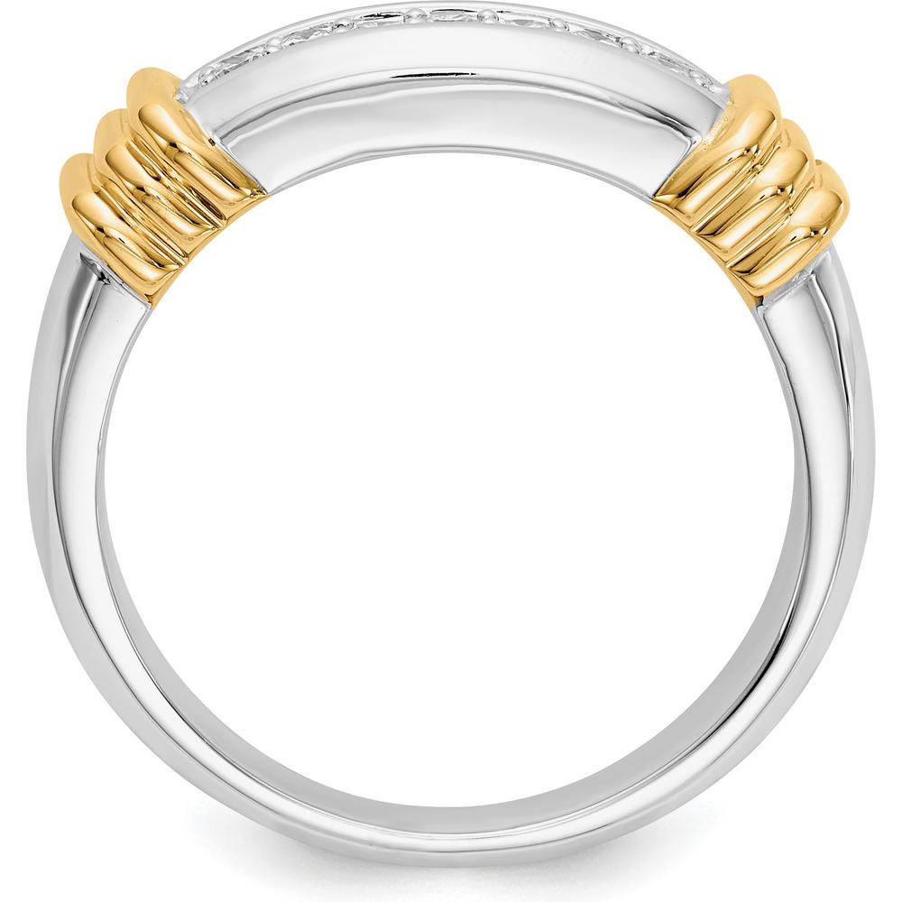 14K Two-Tone Gold Men's Band Ring with Round Channel Set Diamonds - 0.0352 Carat Total Diamond Weight by 0