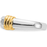 14K Two-Tone Gold Men's Band Ring with Round Channel Set Diamonds - 0.0352 Carat Total Diamond Weight by 0