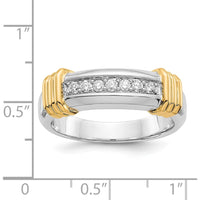 14K Two-Tone Gold Men's Band Ring with Round Channel Set Diamonds - 0.0352 Carat Total Diamond Weight by 0
