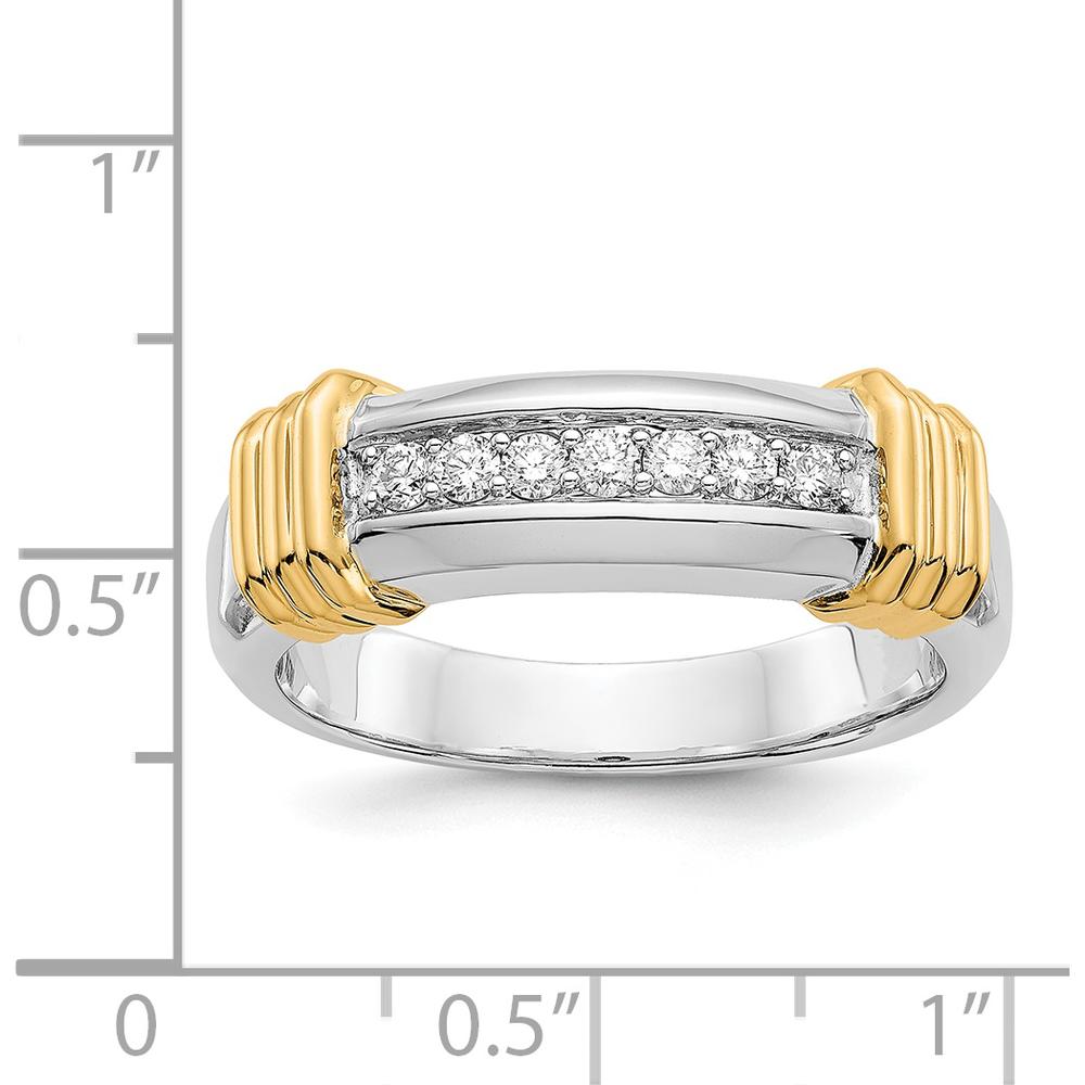 14K Two-Tone Gold Men's Band Ring with Round Channel Set Diamonds - 0.0352 Carat Total Diamond Weight by 0