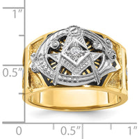 14K Two-Tone Gold Men's Band Ring with Round Diamond and Blue and Black Enamel - 0.103 Carat Diamond Weight