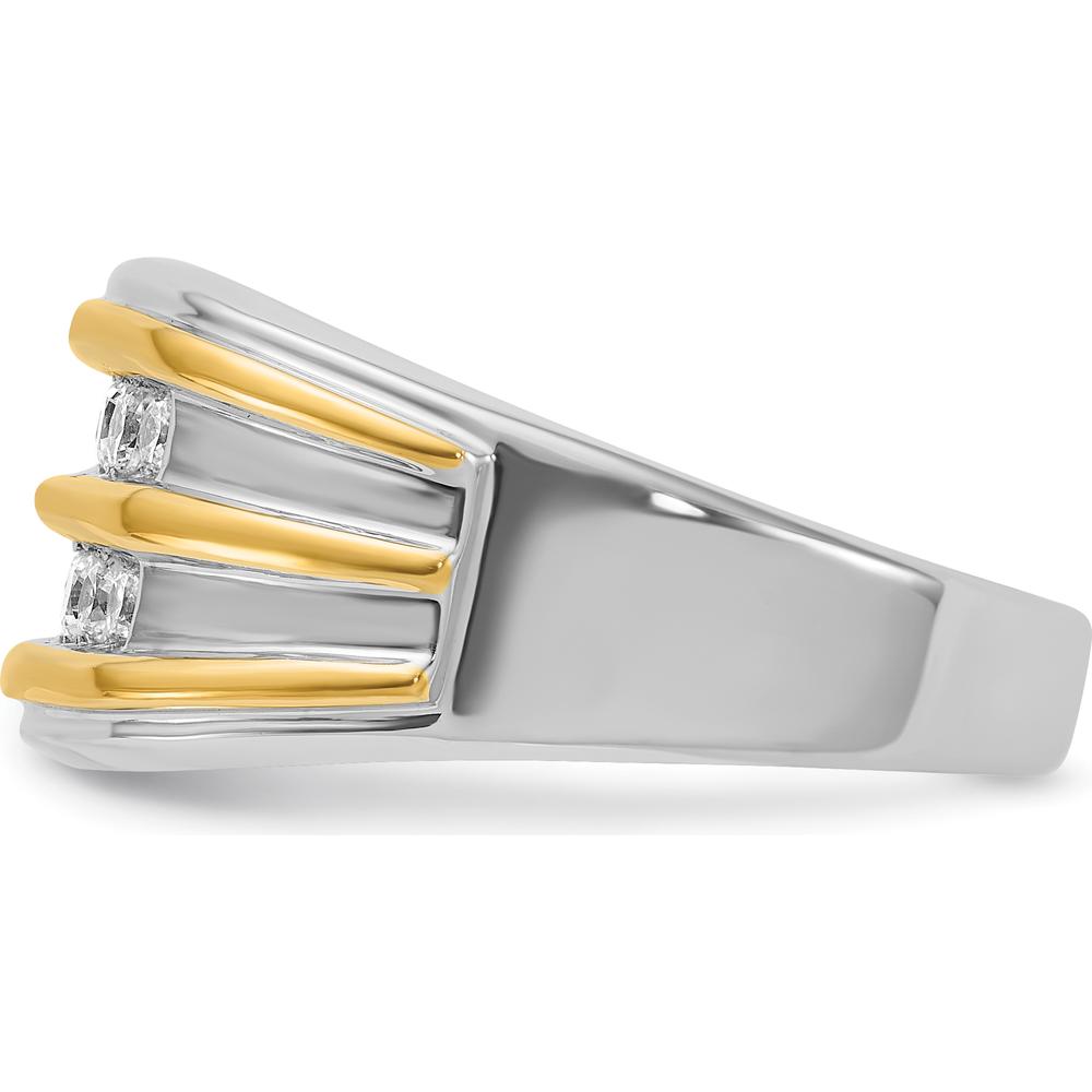 14K Two-Tone Gold Men's Diamond Band Ring with 1/2 Carat AA Quality Round Diamonds by IBGoodman