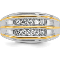 14K Two-Tone Gold Men's Diamond Band Ring with 1/2 Carat AA Quality Round Diamonds by IBGoodman