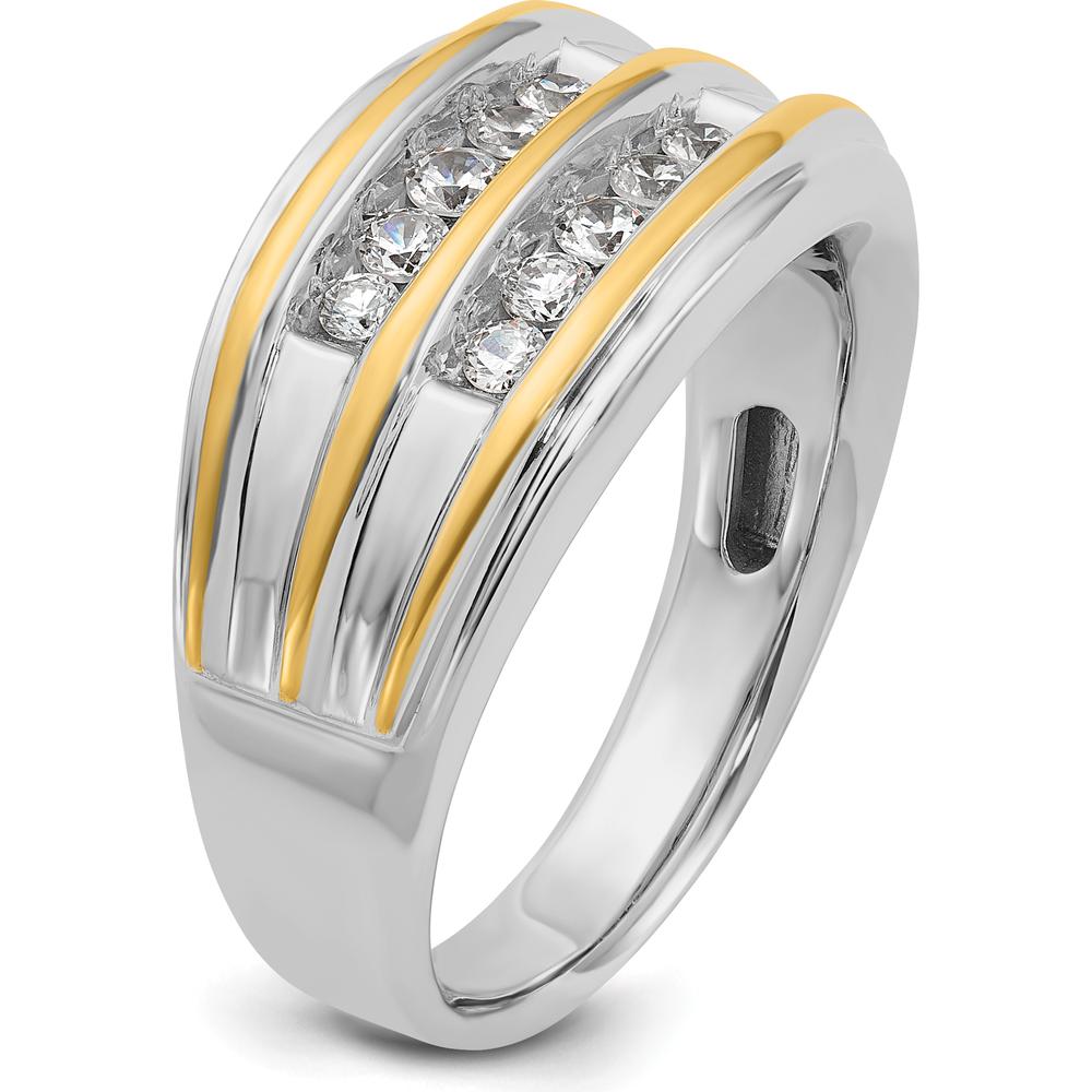 14K Two-Tone Gold Men's Diamond Band Ring with 1/2 Carat AA Quality Round Diamonds by IBGoodman