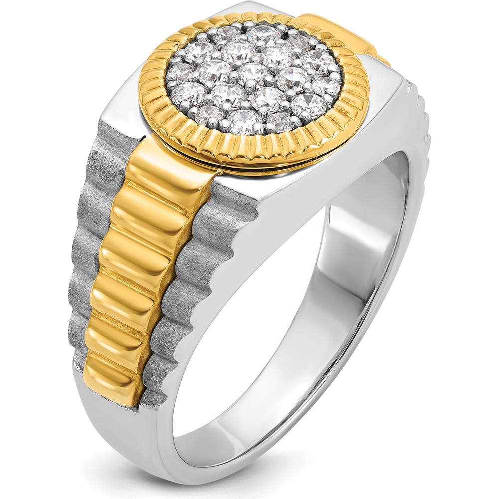 14K Two-Tone Gold Men's Diamond Cluster Ring - 1/2 Carat Total Diamond Weight by IBGoodman