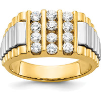 14K Two-Tone Gold Men's Diamond Cluster Ring with 1 Carat AA Quality Diamonds by IBGoodman