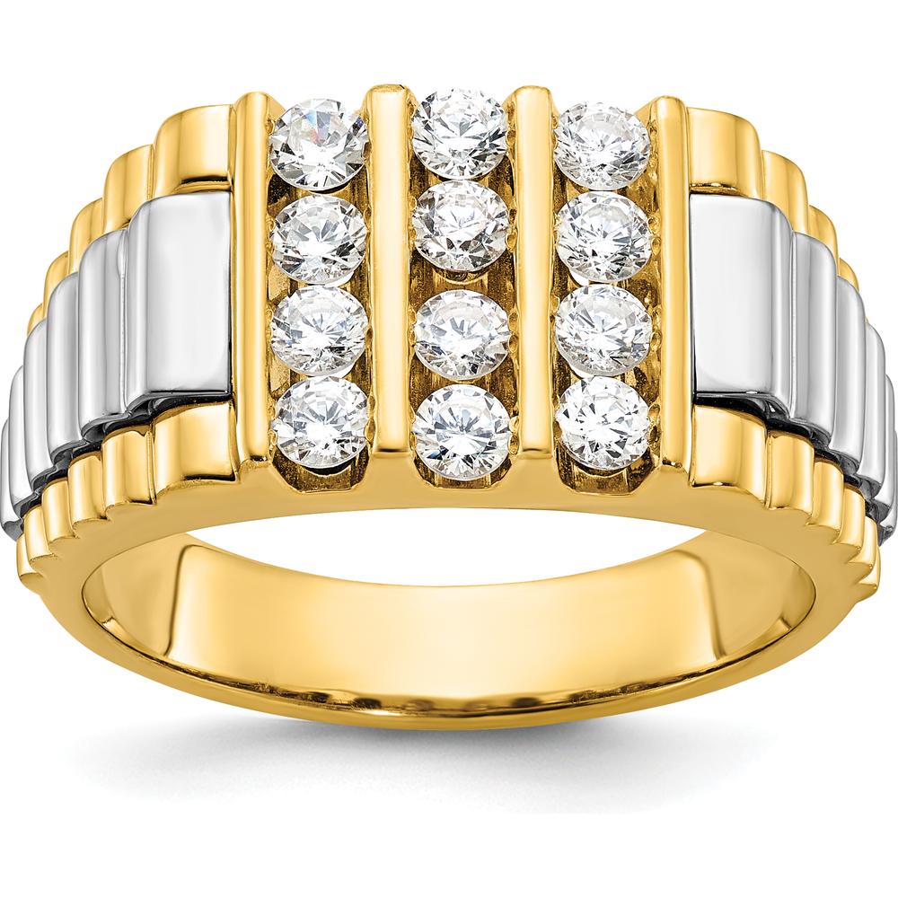 14K Two-Tone Gold Men's Diamond Cluster Ring with 1 Carat AA Quality Diamonds by IBGoodman