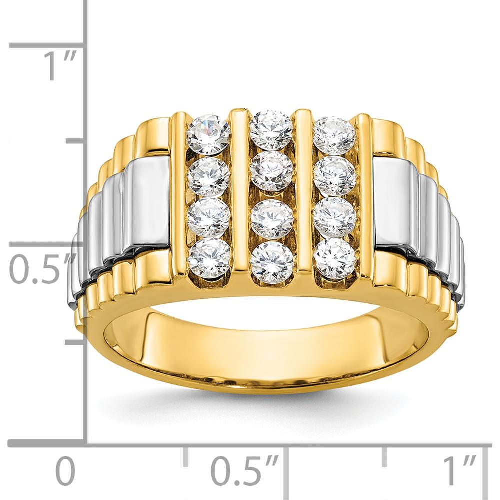 14K Two-Tone Gold Men's Diamond Cluster Ring with 1 Carat AA Quality Diamonds by IBGoodman