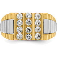 14K Two-Tone Gold Men's Diamond Cluster Ring with 1 Carat AA Quality Diamonds by IBGoodman