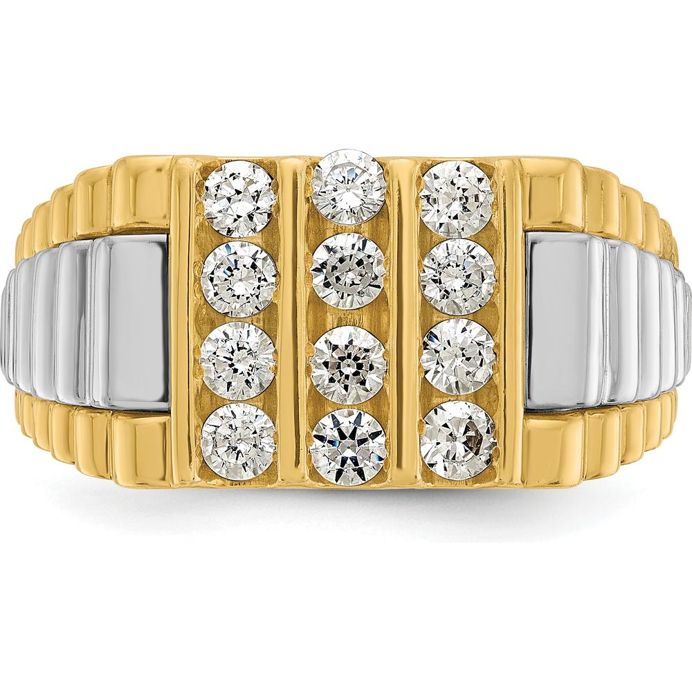 14K Two-Tone Gold Men's Diamond Cluster Ring with 1 Carat AA Quality Diamonds by IBGoodman