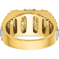 14K Two-Tone Gold Men's Diamond Cluster Ring with 1 Carat AA Quality Diamonds by IBGoodman