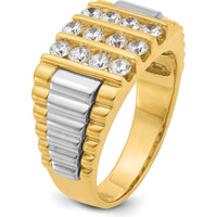 14K Two-Tone Gold Men's Diamond Cluster Ring with 1 Carat AA Quality Diamonds by IBGoodman