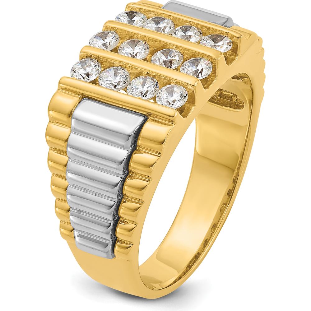 14K Two-Tone Gold Men's Diamond Cluster Ring with 1 Carat AA Quality Diamonds by IBGoodman