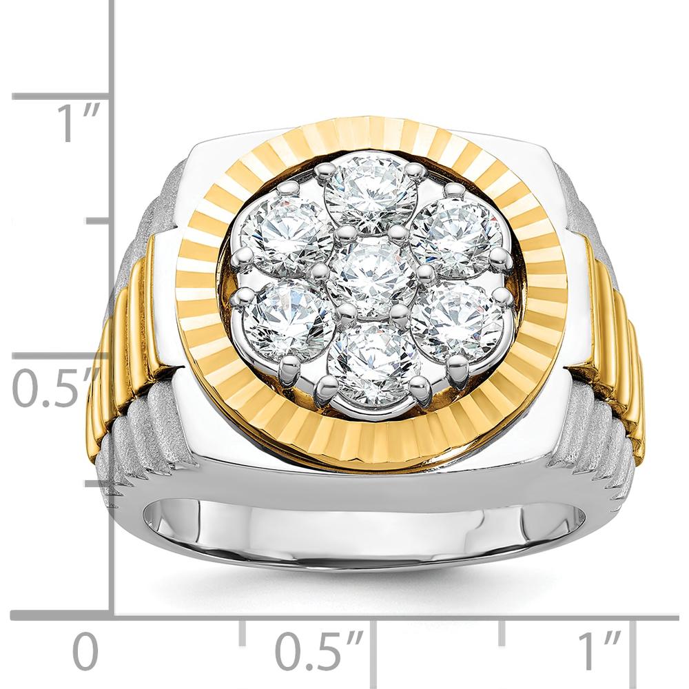 14K Two-Tone Gold Men's Diamond Cluster Ring with Polished Satin and Diamond-Cut Detailing by IBGoodman
