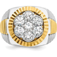 14K Two-Tone Gold Men's Diamond Cluster Ring with Polished Satin and Diamond-Cut Detailing by IBGoodman