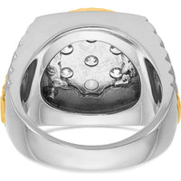 14K Two-Tone Gold Men's Diamond Cluster Ring with Polished Satin and Diamond-Cut Detailing by IBGoodman