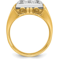 14K Two-Tone Gold Men's Diamond Cluster Ring with Textured Scroll Design - 2 Carat Total Diamond Weight by IBGoodman