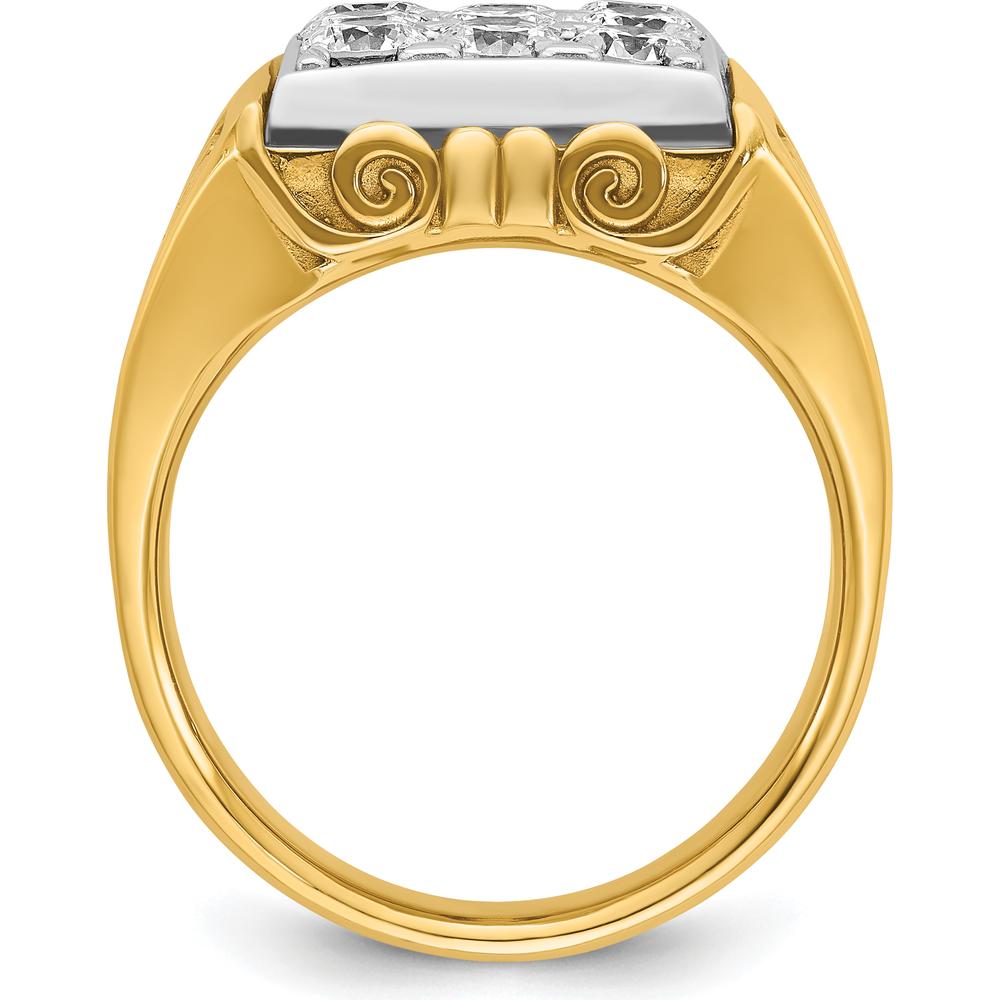 14K Two-Tone Gold Men's Diamond Cluster Ring with Textured Scroll Design - 2 Carat Total Diamond Weight by IBGoodman