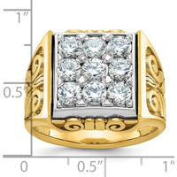 14K Two-Tone Gold Men's Diamond Cluster Ring with Textured Scroll Design - 2 Carat Total Diamond Weight by IBGoodman