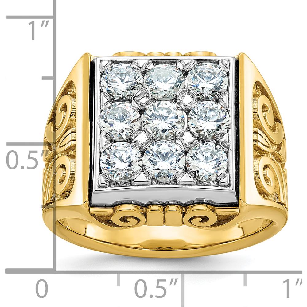 14K Two-Tone Gold Men's Diamond Cluster Ring with Textured Scroll Design - 2 Carat Total Diamond Weight by IBGoodman